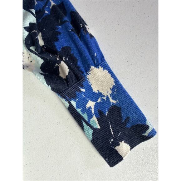 Talbots Womens 1X Floral Sweater Lightweight Cotton Tencel Bloomcore Blue XL - Picture 9 of 12